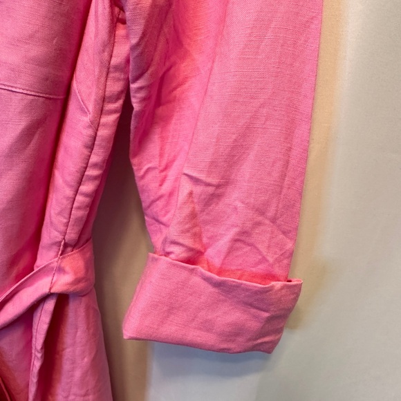 NWT Ann Taylor Loft Size 10 Pink Linen Blend Maxi Shirt Dress Belt $99.95 MSRP - Picture 5 of 13